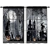 Worltoldb Halloween Witch Kitchen Curtains Cafe Curtains for Bathroom Dining Room Living Room Pocket Window Drapes 2 Panels Set 28