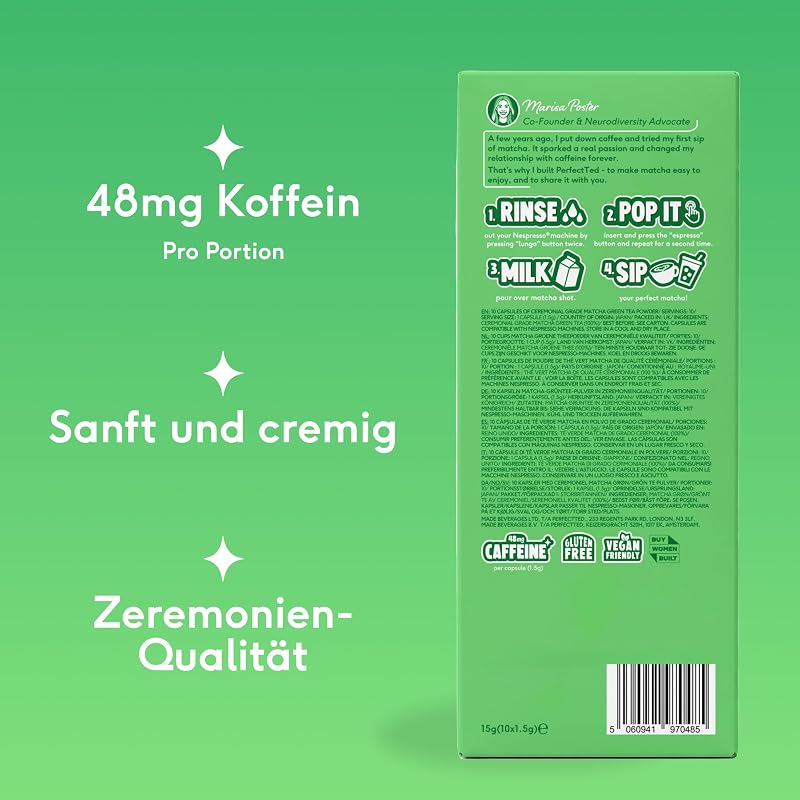 Original | 60 Nespresso®-kompatible Kapseln | Matcha-Pulver in zeremonieller Qualität | Für Matcha Latte | Japanischer Herkunft