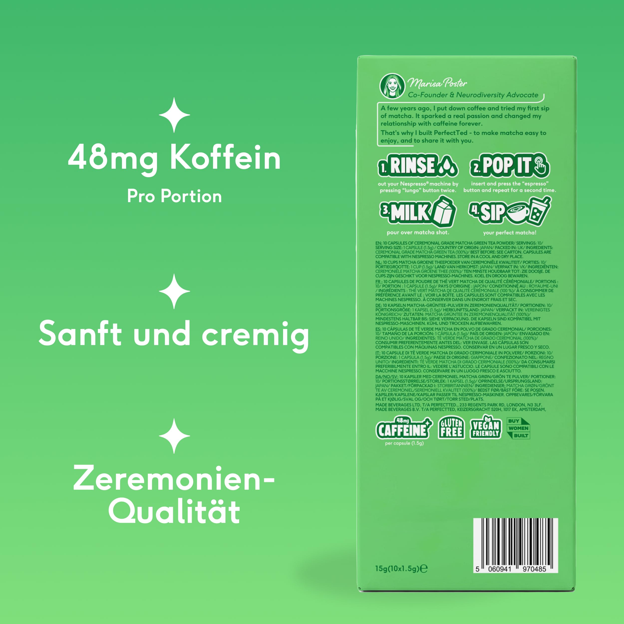 Perfect Ted Original | 60 Nespresso®-kompatible Kapseln | Matcha-Pulver in zeremonieller Qualität | Für Matcha Latte | Japanischer Herkunft 2
