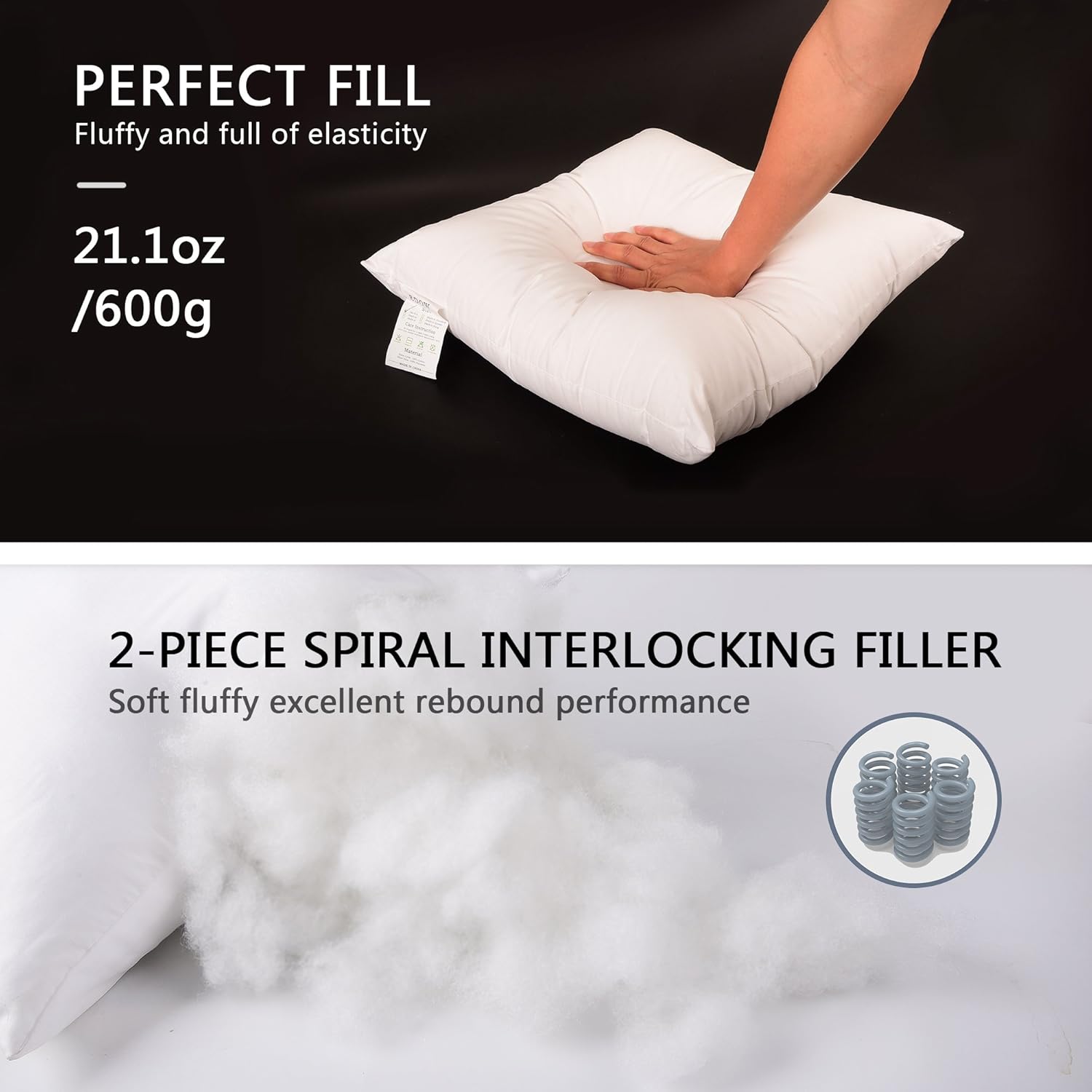 EDOW Luxury Throw Pillow Insert, Soft Fluffy Down Alternative Polyester Square Form Decorative Pillow Insert,Sham Stuffer,Cotton Cover for Sofa, Couch,Bed and Car. (White, 18x18): Home & Kitchen