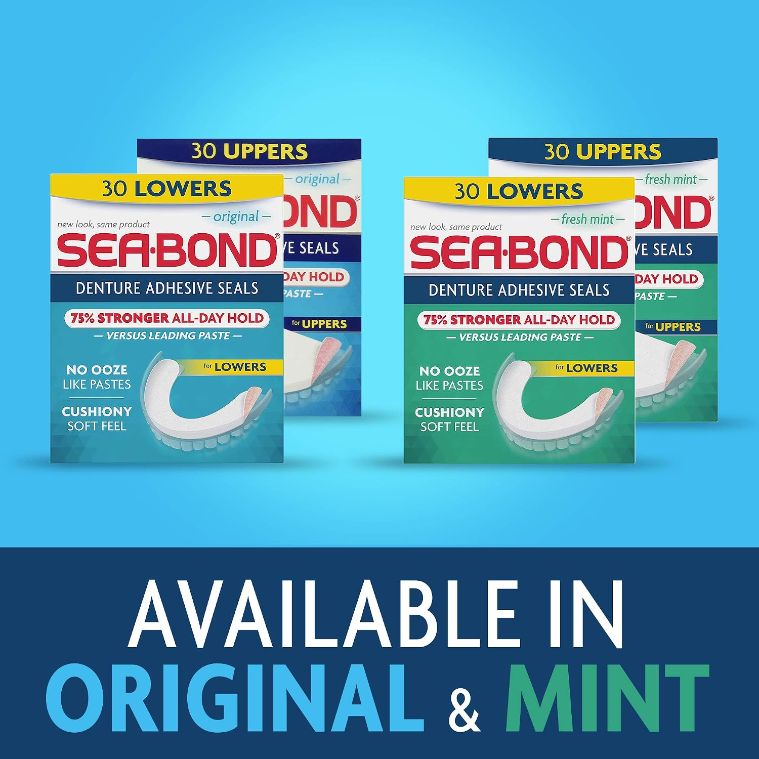 Seabond Denture Fixative Seals, Original, Green, 15 Uppers, Pack of 6, Transparent/Green, 6 Count (Pack of 1) - Image 3