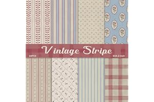 PRSTINCOL Scrapbook Paper,16 Sheets 4.1x5.8 Inch Vintage Stripe Style Scrapbook Supplies,Single-Sided Vivid Origami Decoupage Paper for DIY Crafts, Card Making, Art Journaling