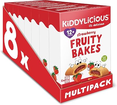 Kiddylicious Strawberry Fruity Bakes 48 Pack Whole Wheat Real Fruit Centre