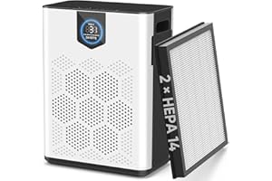 DAYETTE HEPA 14 purificateurs d'air pour chambre à coucher, maison, grande pièce jusqu'à 3000 m², 2 filtres lavables, capteur