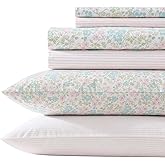 Laura Ashley - Sheet Set, Super Soft Bedding Set with Deep Pocket, Includes Matching Bonus Pillowcases, Coquette Room Decor (Jaynie Pink, Queen)