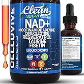 Clean Nutra NAD Liquid Supplement Drops Resveratrol Polyphenols Liposomal Taurine Fisetin Grape Seed Extract Japanese Knotweed Fo Ti Anti Aging NAD+ Nicotinamide Adenine Dinucleotide for Women & Men