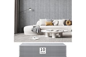 Art3dwallpanels 10 Pack Acoustic Panels, 48" X 12" X 0.43" Soundproof Wall Panels, Self Adhesive High Density Sound Absorbing Acoustic Treatment for Recording Studio, Office, Grey and Black