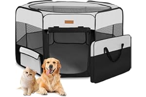 AKINERRI Dog Playpen, Portable Pet Play Pen for Cat, Puppies, Rabbits, Chickens, Foldable Large-Capacity Pet Tent for Indoor/Outdoor Travel Camping