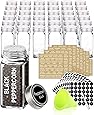 SWOMMOLY 36 Glass Spice Jars with 713 Spice Labels, Chalk Marker and Funnel Complete Set. 36 Square Glass Jars 4 OZ, Airtight Cap, Pour/sift Shaker Lid