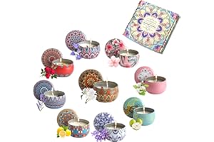 PKRANZYHKAL 9-Piece Scented Candles for Home │ Soy Wax Aromatherapy Set with Lavender, Rose, Jasmine, etc. Plant Essential Oils & Dried Flowers │ Birthday Gifts for Women, Yoga, Mother's Day,Relaxation & Healing