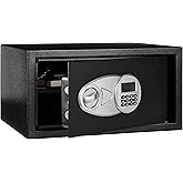 �鶹�� Basics Steel Security Safe with Programmable Electronic Keypad - Secure Valuables, Cash, Jewelry, ID Documents - Black