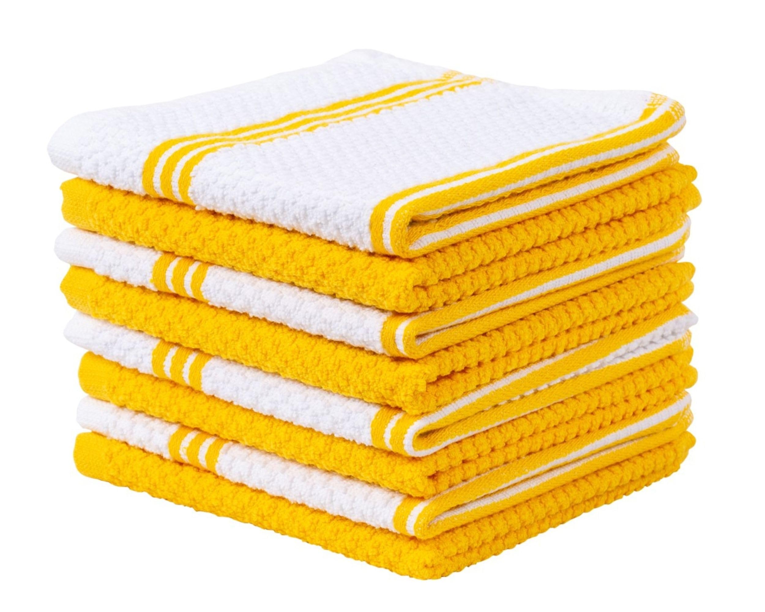 Living Fashions 8 Pack Dish Cloths for Washing Dishes - 100% Cotton Absorbent Dish Towels Size 12" x 12" - Perfect Rags for Washing Dishes - Kitchen Rags and Washcloths for Dishes (Yellow)