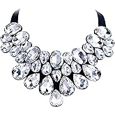Flyonce Rhinestone Statement Necklace Chunky Choker Crystal Costume Jewelry for Women