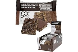 GoKrisp, Energy Square by Jimmy Sevigny, 15 gr Protein, Triple Chocolate, Low Sugar, High Protein Snacks, Nut & Peanut Free, 