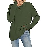 OULESIS Womens 2025 Fall Sweaters Long Sleeve Chunky Knit Pullover Sweater Casual Crew Neck Oversized Sweaters