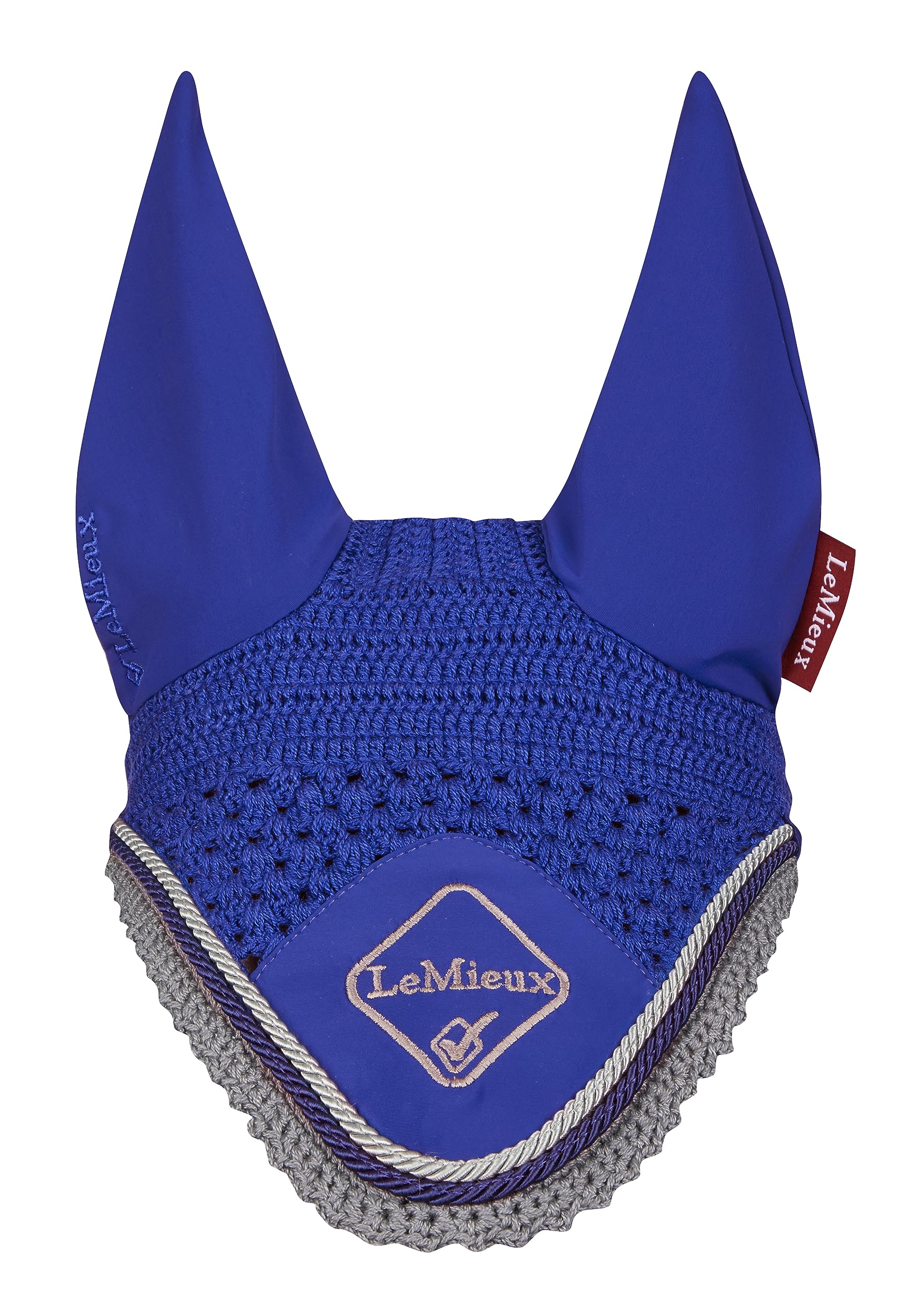 LeMieux Classic Crochet Fly Hood with Comfortable Lycra Ears in Benetton Blue - Sport Horse Wear for Competitive Rider - X-Large