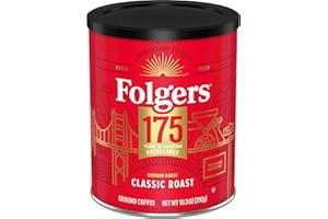 Folgers Classic Medium Roast Ground Coffee, 10.3 Oz 175th Anniversary Limited Edition Metal Can