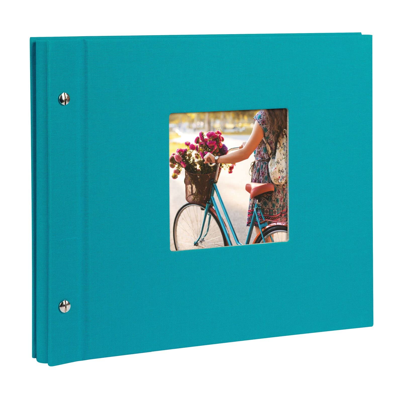 Goldbuch Photo Album Trend, Bella Vista, 30 x 25 cm, 40 Black Pages with Glassine Dividers, Extensible, Linen, Turquoise 26973