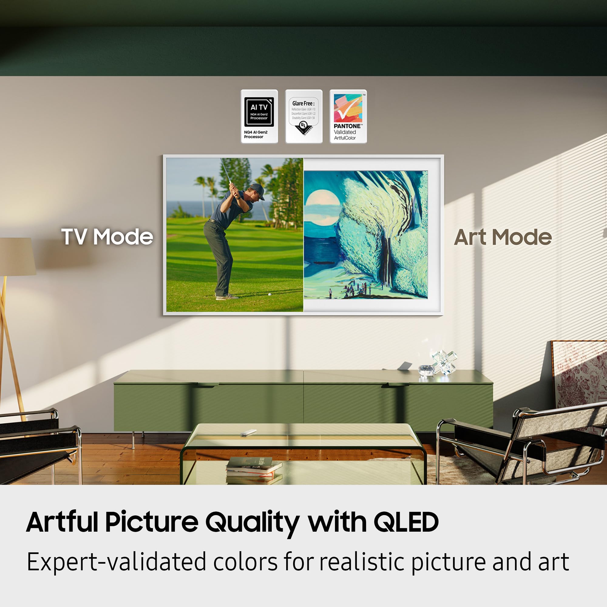 Samsung 55-Inch Class The Frame LS03F 4K QLED Smart TV (2025 Model) Slim Fit Wall Mount, Modern Frame Design, NQ4 AI Gen2 Processor, Art Mode, Artful Picture Quality, Samsung Vision AI, Alexa Built-in