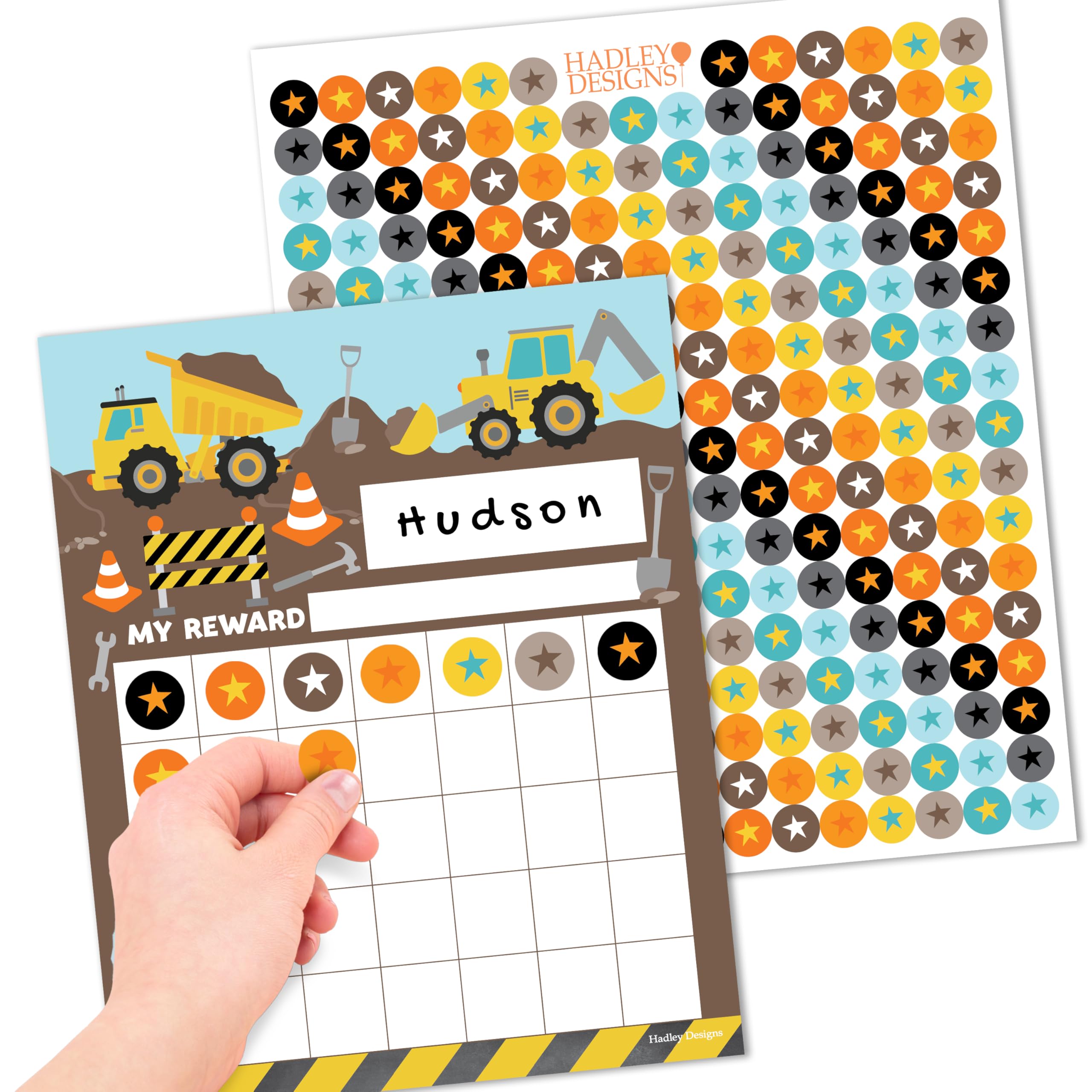 Photo 1 of Hadley Designs Sticker Chart For Kids Behavior at Home & Classroom - 25 Reward Chart For Kids Incentives, Gold Star Sticker Sheets, Construction Incentive Charts For Classroom Must Haves