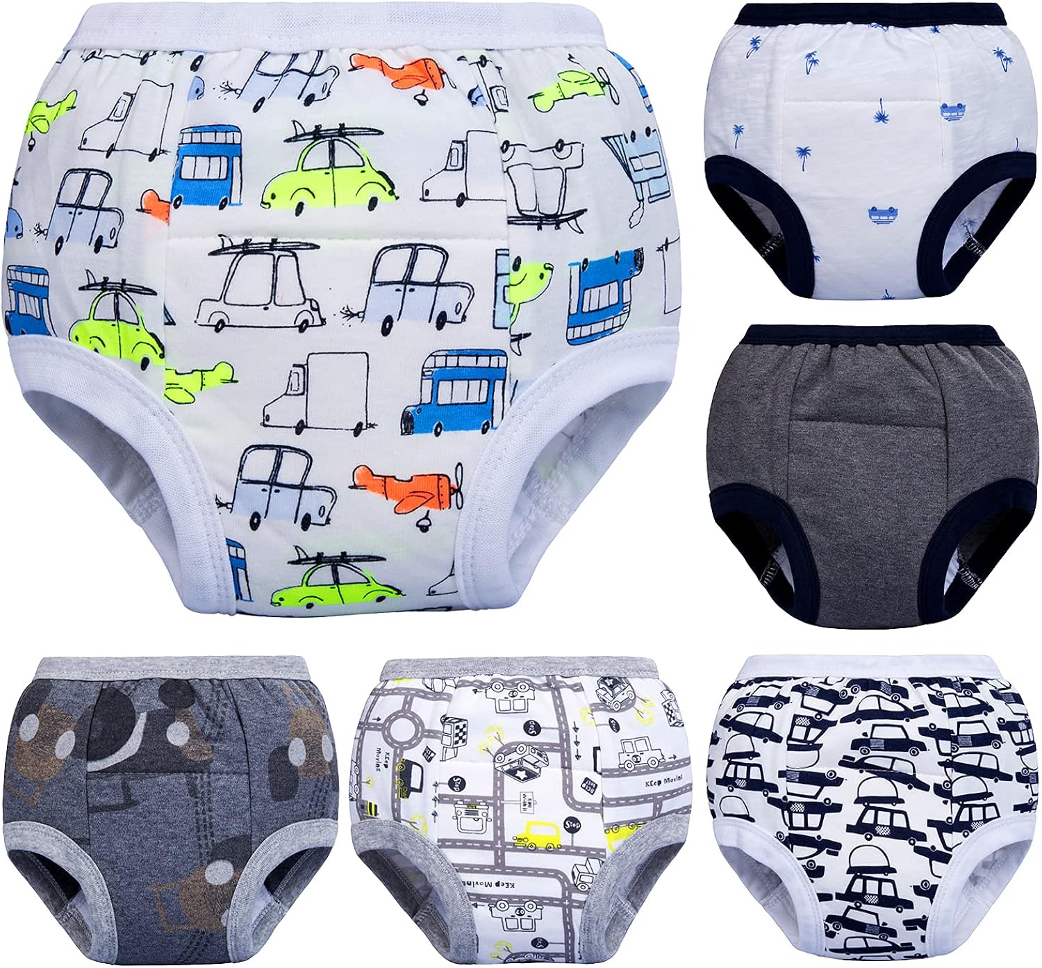 Yinson 6-Pack Padded Toddler Cotton Potty Training Pants Underwear for Baby Girls and Boys 12M-5T: Clothing