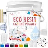 Eco Resin Casting Powder - 2800g Ceramic Resin Powders Kit with 6pcs Pigments, Fast Curing, Easy to Demold, Water Mixed Activated - Toxic-Free, Odorless - Plaster Casting Kit for DIY Home Art Crafts