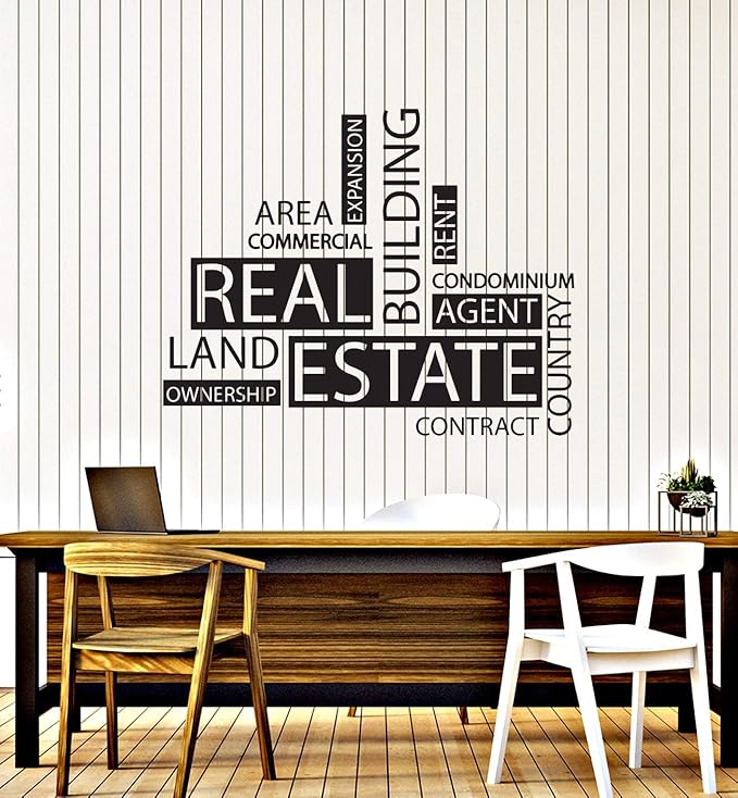 Amazon.com: Large Vinyl Wall Decal Real Estate Agency Words Agent