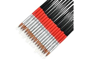 Size #6 Pointed Round Paint Brush, Pack of 16, Premium Quality Synthetic Sable Hair for Acrylic Watercolor Oil Gouache Painti
