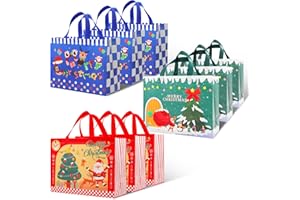 Yunaeduo Christmas Gift Bags - 9 Pcs Gift Bags for Christmas Presents - Christmas Bags with Handles, Christmas Tote Bags, Xmas Gift Bags, Holiday Gift Bags Bulk, 12.5" X 9.8" X 5.5"