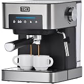Tru Touchscreen Espresso Maker with Steam Wand, 56 oz Tank | Automatic Espresso Machine with Single &amp; Double Shot Settings, Steam Wand &amp; Cup Warmer, Easy to Clean