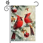 Winter Cardinal Bird Garden Flag for Outside Red Birds on Tree Branch Welcome Yard Flag 12x18 Inch Double Sided Burlap Christmas Farmhouse Outdoor Flag Home Decoration