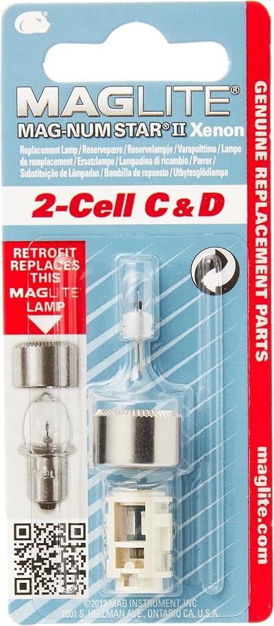 Maglite LMXA201 Magnum Star Xenon II Replacement Bulb 2 Cell White Xenon
