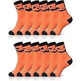 Cutecrop 12 Pairs Halloween Socks for Women Men Pumpkin Novelty Crew Socks Gift for Halloween