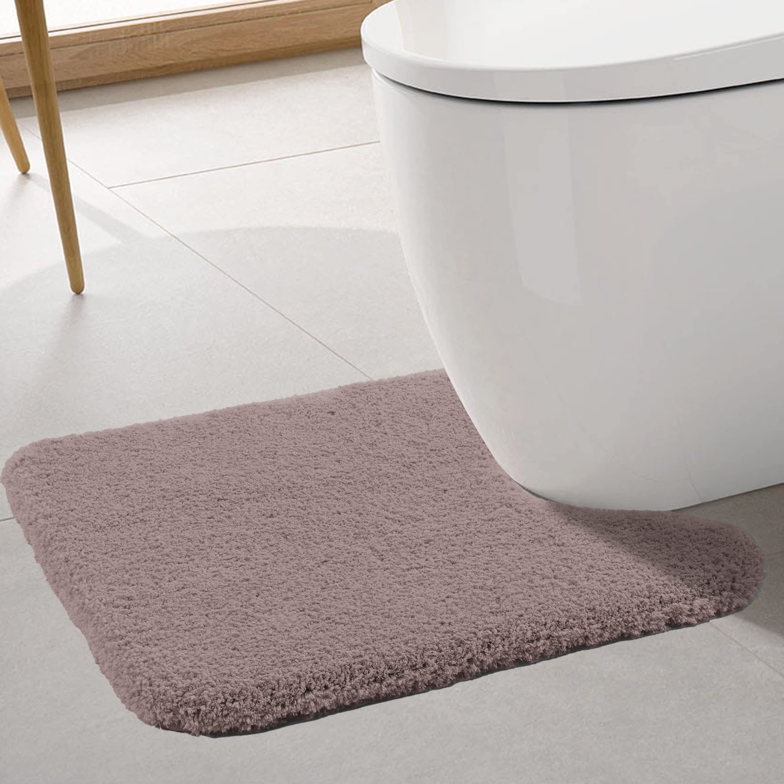 ROLIZOE Ultra Thick Toilet Mat Non Slip Pedestal Mat for Toilet Highly Absorbent Bathroom Toilet Rug Super Soft Bath Mat Rug Carpet Microfiber Floor Mat U Shape 50 x 60cm, Taupe — image 1