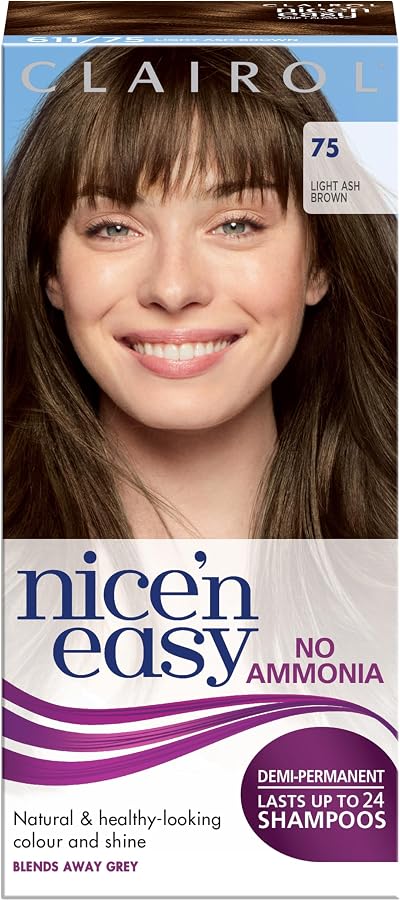 Clairol Nice n Easy No Ammonia Hair Dye 75 Light Ash Brown Semi-Permanent 1