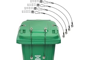 TonGass (4-Pack, Black Garbage Trash Can Lid Lock with Wire Ropes and Stainless Steel Hasps, Universal Trash Can Locks for Va