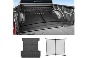 HUYINPJ Truck Bed Mat and Net Compatible with 2015-2025 Ford F150 5.5FT Truck Bed Replacement, Truck Net TPE Cargo Bed Liner All Weather Cargo Mat for Ford F150 Accessories