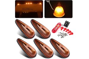Konrali 5Pcs Amber Teardrop Cab Marker Lights 9LED Replacement for Motorhome RV Front Teardrop Cab Roof Top Marker Clearance Running Lights Van Pickup Truck Trailer Semi Lights w/Wires & Mounting Kit
