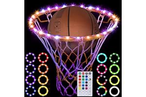 KOTISIG LED Basketball Hoop Light, Remote Control Basketball Rim LED Light, 17 Colors Waterproof LED Basketball Hoop Suitable， for Kids to Play Outdoors at Night, Training&Night Outdoor Basketball Games