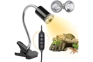 REPTI HOME Turtle Basking Light (Cycle Timer), Tortoise Lamp UVA UVB Heat Bulbs -2 Pack 50W, 360°Rotatable Turtle UVA/UVB Basking Heat Light Bulb for Lizard, Beared Dragon