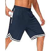 JWM Men's 11" Long Basketball Shorts - Below Knee Mesh Athletic Gym Workout Sport with Zip Pockets Quick Dry Lightweight