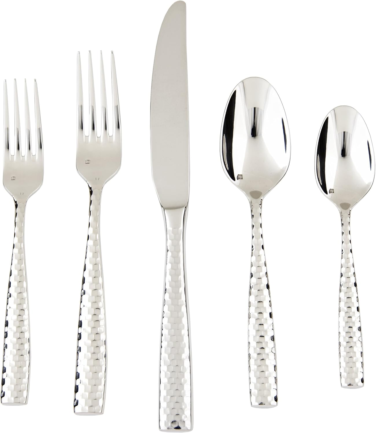 Fortessa Lucca Faceted 18/10 Stainless Steel Flatware Set, Service for 1, 5Piece Amazon.co.uk