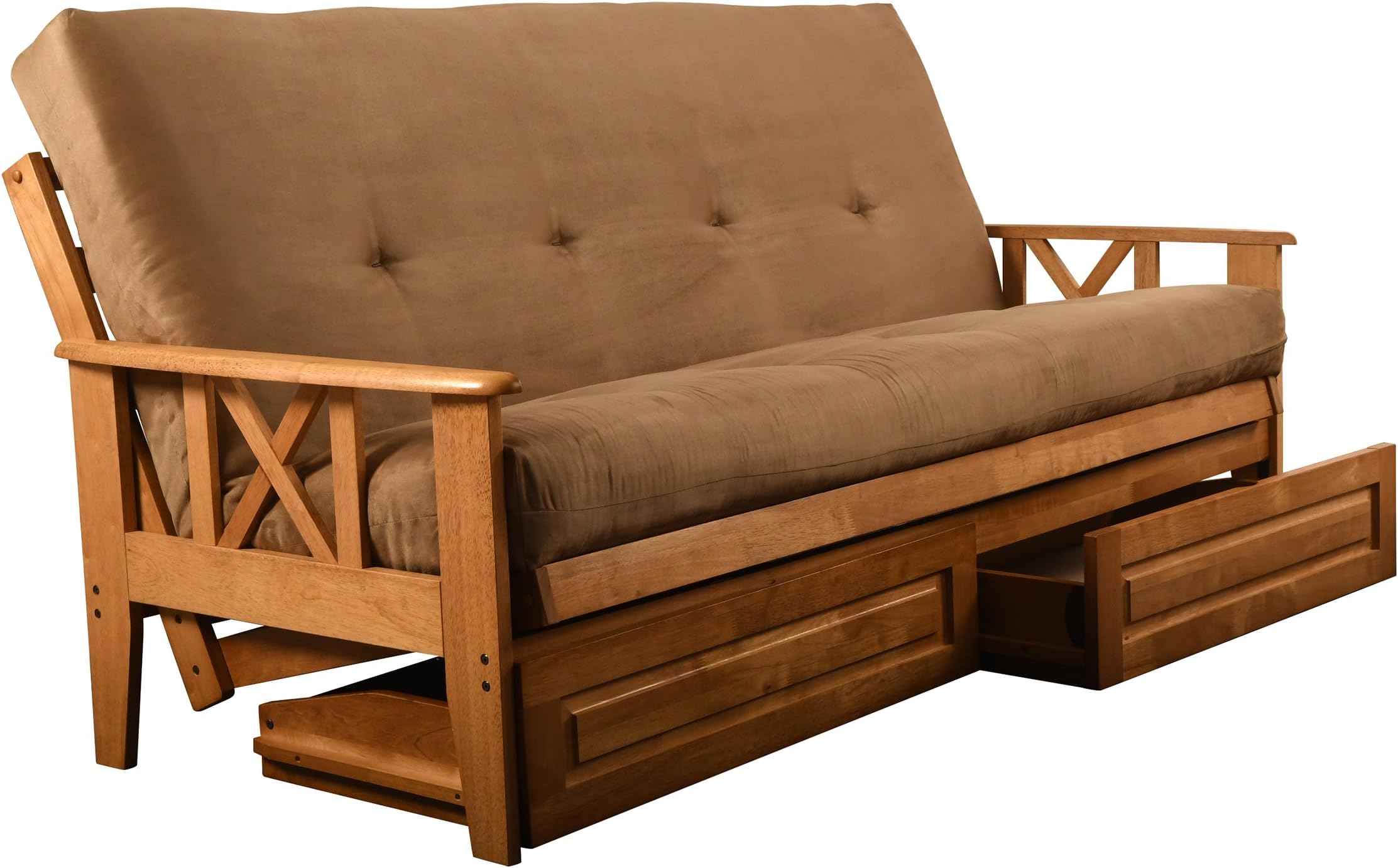 Eldorado Futon Espresso Finish Frame w/Coil Mattress Full Size Sofa Bed (Peat Matt, Frame w/Drawers Full Size)