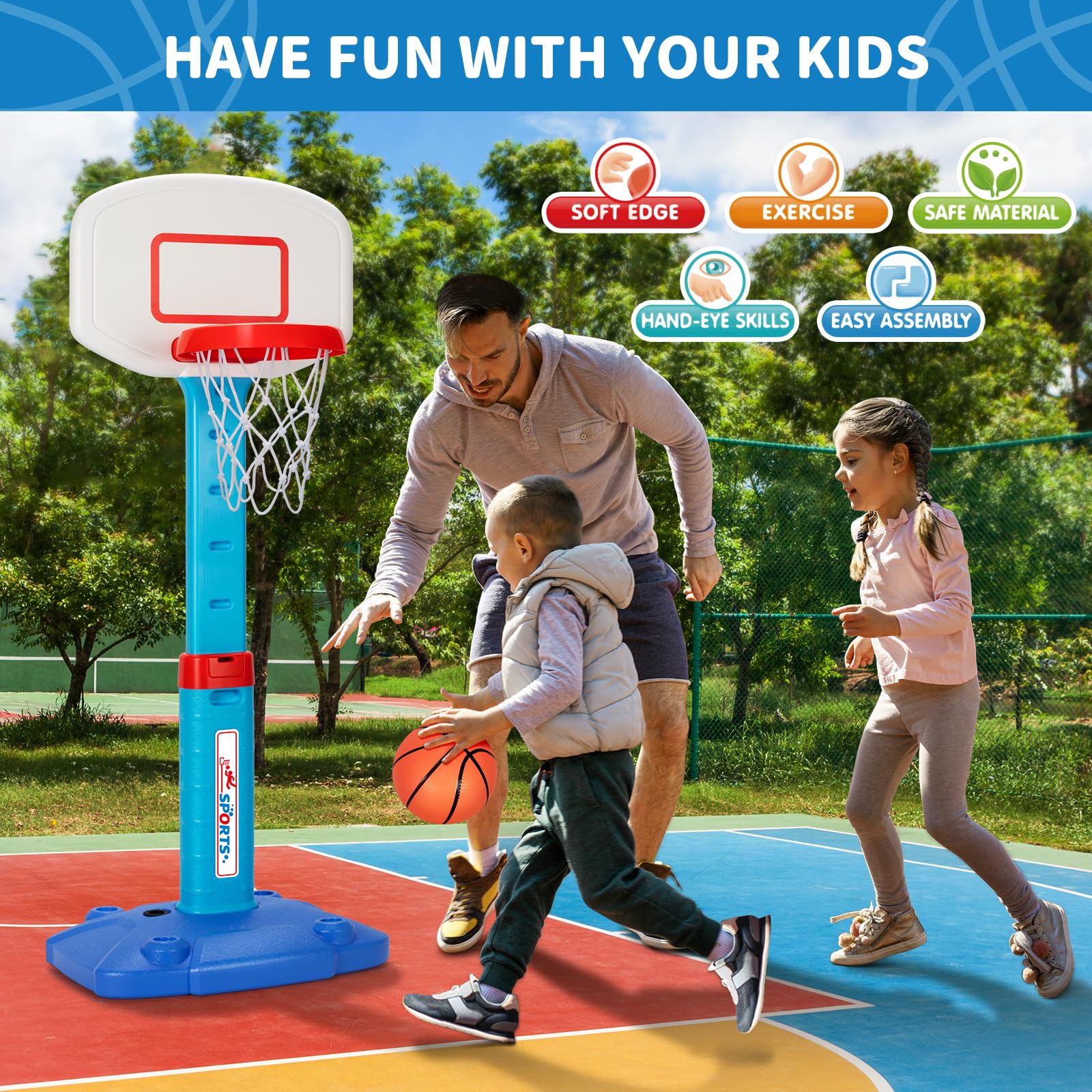 Toddler Basketball Hoop Indoor for Age 1-3, Adjustable Kids Basketball Hoops, Mini Basketball Hoop with 3 Balls for Outdoor Poolside, Birthday Christmas Sport Toys Gift for Baby Boys Girls Age 1 2 3 4