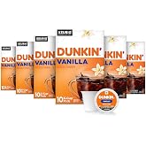 Dunkin&rsquo; Vanilla Artificially Flavored Coffee, Keurig K-Cup pods, 60 Count | 6 boxes of 10 single serve coffee pods each, Smooth &amp; rich flavor, Made with arabica coffee, Shelf stable, SNAP EBT eligible