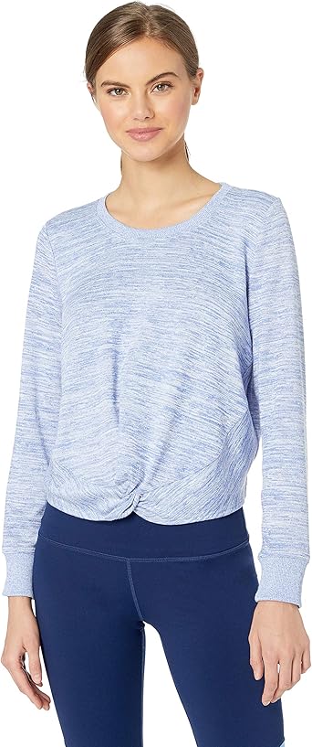 twisted front knit long sleeve sweater