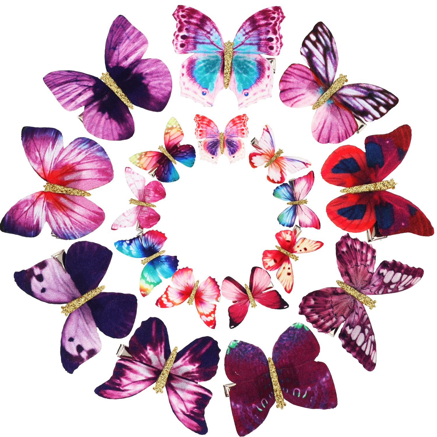 18 Pieces Butterfly Hair Clips Glitter Barrettes Butterfly Snap Hair Clips for Teens Women Accessories (Elegant Styles)