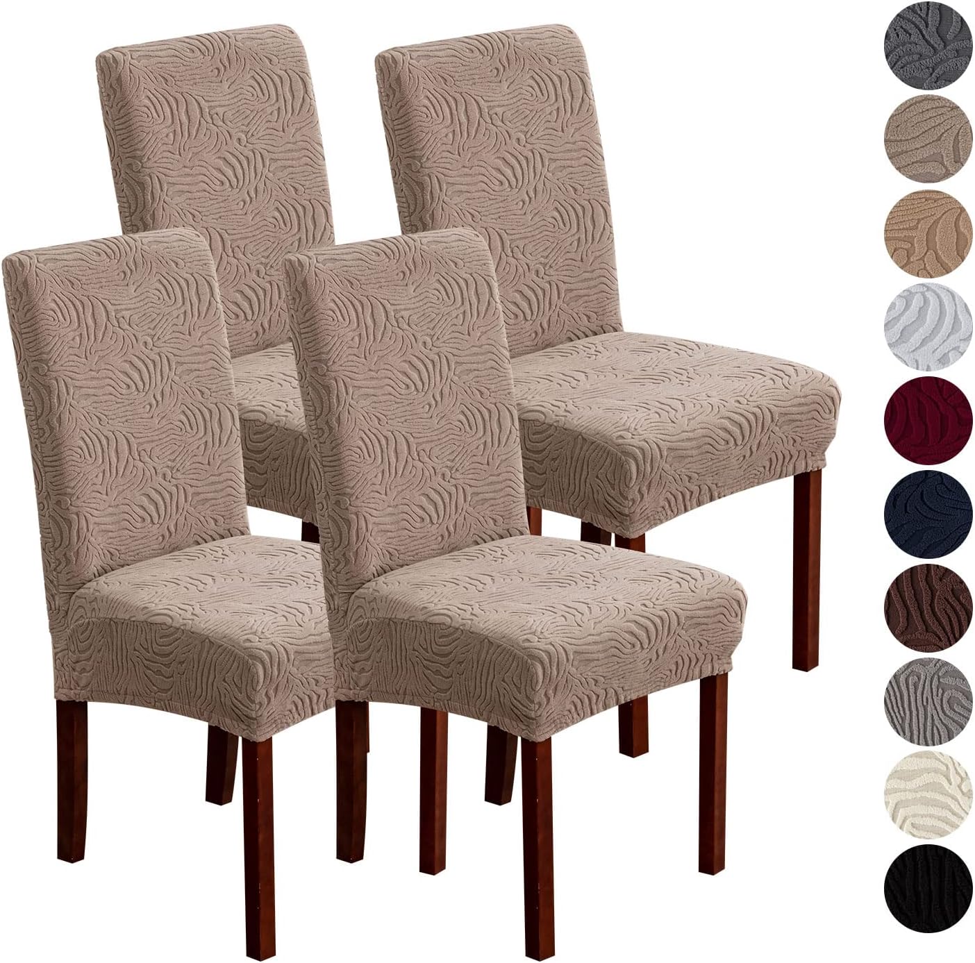 Slipcovers - YUEANG Dining Chair Covers, Chair Covers for Dining Room Stretch Chair Covers Parsons Chair Slipcover, for Dining Room Kitchen Chair Protector Cover, Removable, Washable (Taupe, 4 Pack)