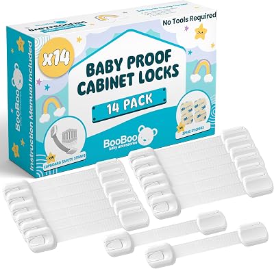 BooBoo Baby 14 Pack Premium Child Locks No Drill 3M Adhesive Cabinet Drawer