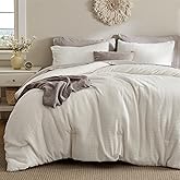 Bedsure Waffle Comforter Set King, Soft and Breathable Coconut White Bedding Comforter Set, 3 Pieces, 1 Waffle Weave Comforter (104"x90") and 2 Pillowcases (20"x36")